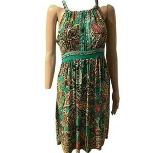 INC International Concepts Green Paisley Midi Dress